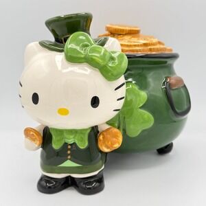 Hello Kitty St Patrick's Figurine Blue Sky Clayworks Shamrock Pot of Gold Deco